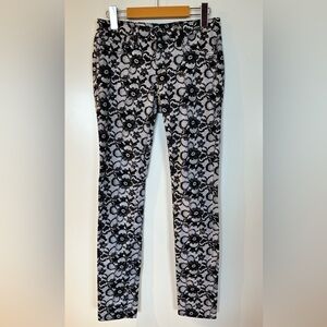 AG Adriano Goldschmied The Legging Super Skinny Lace Print Pants Size 27R